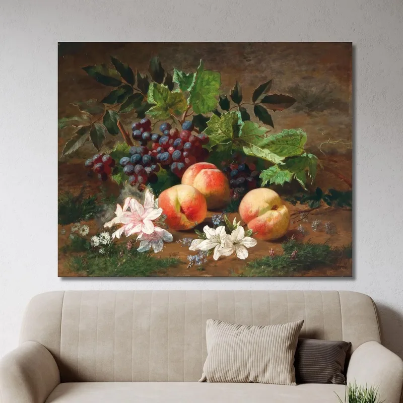 A Forest Still Life With Peach And Grapes Henri Rousseau