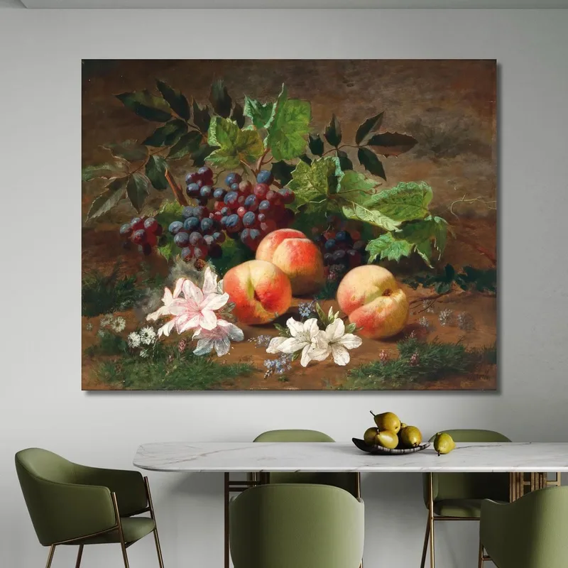 A Forest Still Life With Peach And Grapes Henri Rousseau
