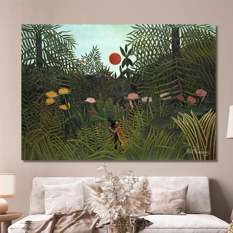 Giungla Con Tramonto Henri Rousseau