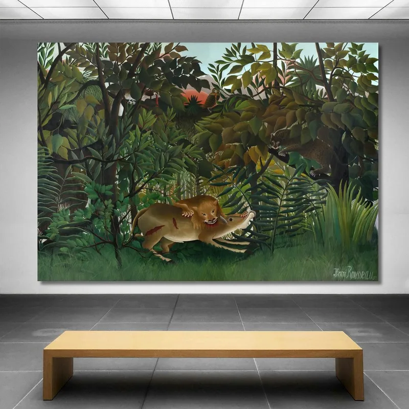 Il Leone Affamato Che Attacca Un'Antilope Henri Rousseau