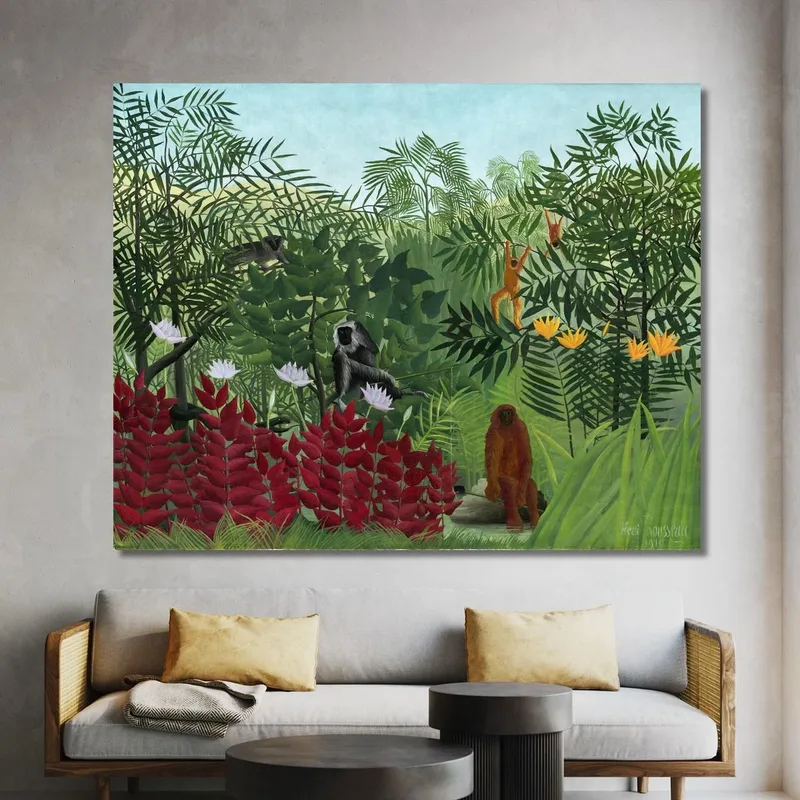 Foresta Tropicale Con Scimmie Henri Rousseau