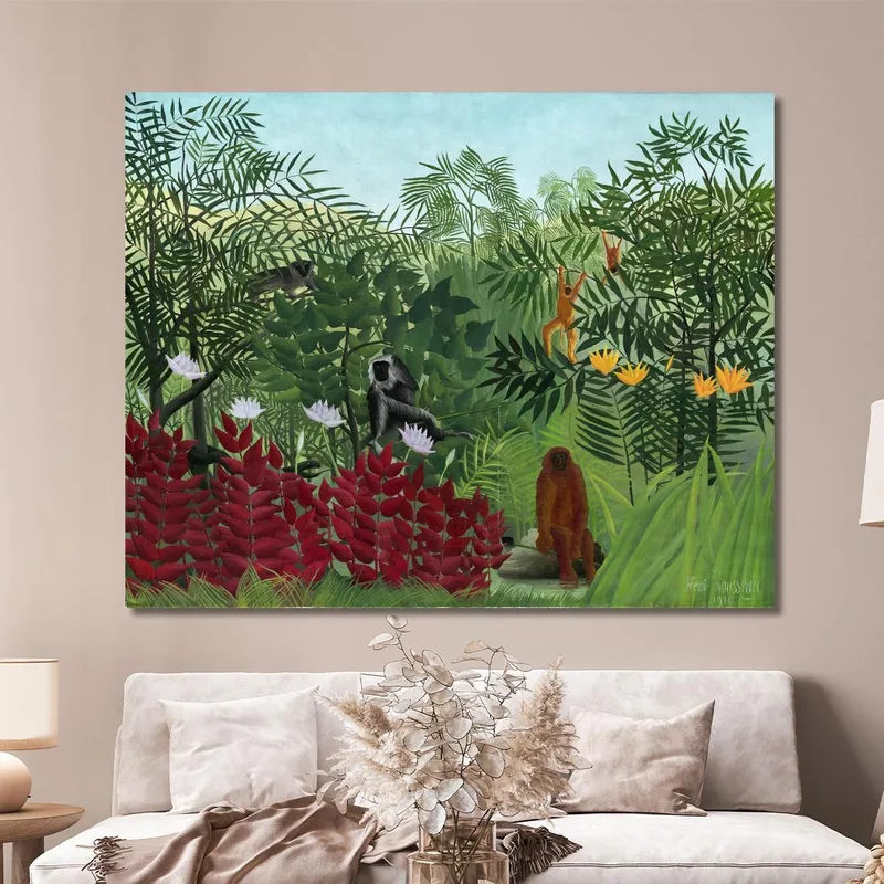 Foresta Tropicale Con Scimmie Henri Rousseau