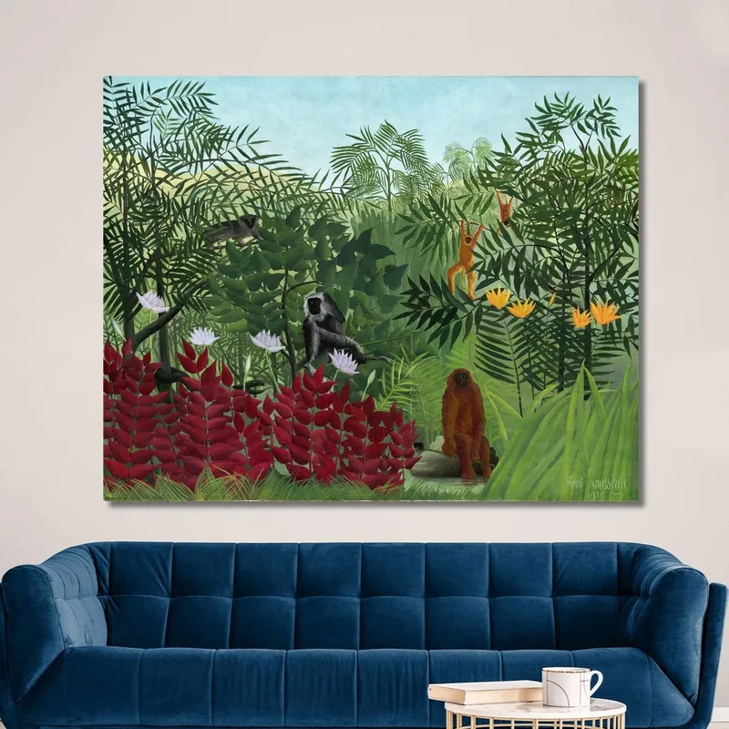 Foresta Tropicale Con Scimmie Henri Rousseau