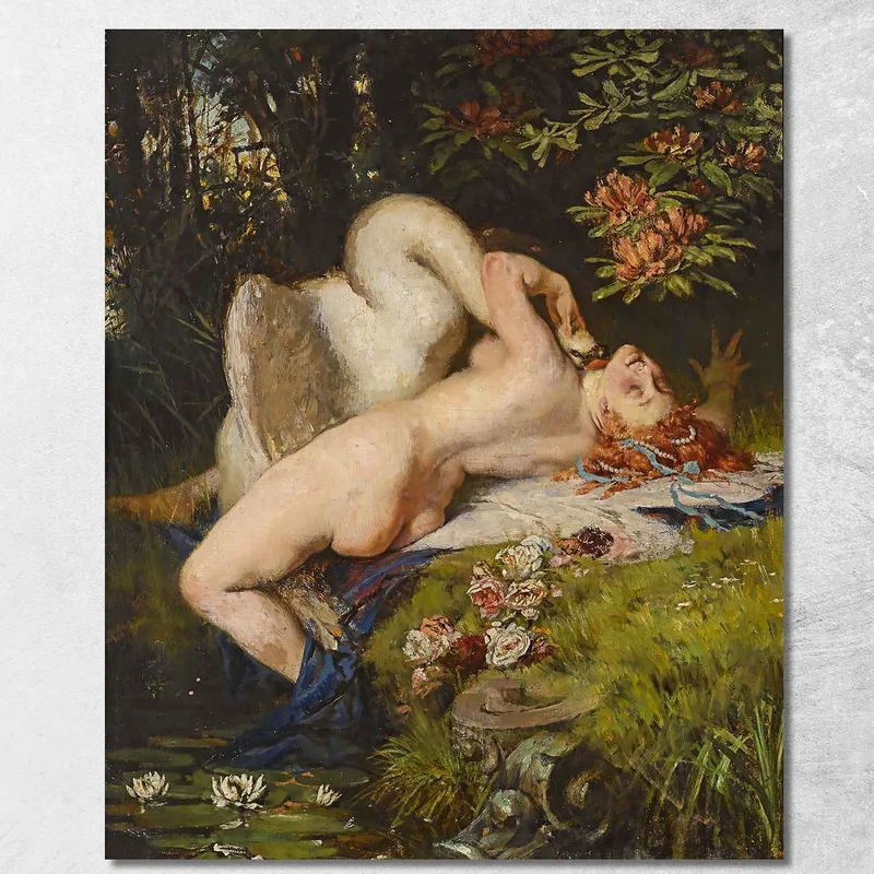 Leda E Il Cigno Heinrich Lossow quadro stampa su tela