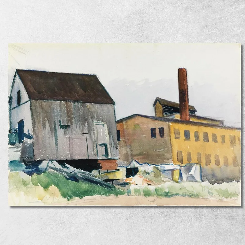Factory And Shed, Fabbrica E Capannone Edward Hopper quadro stampa su tela