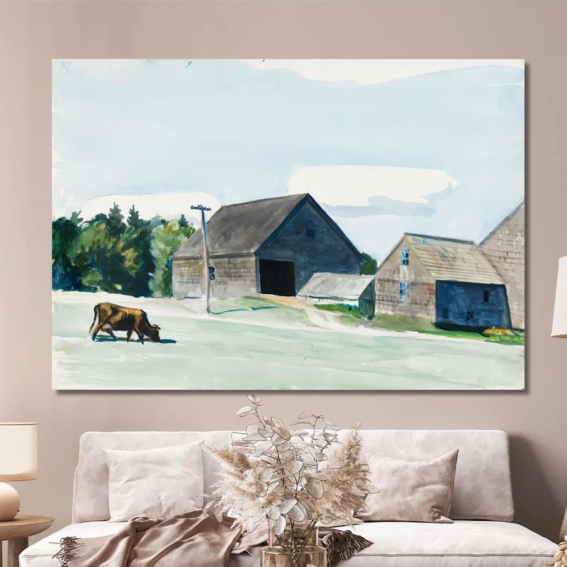 Farm Buildings And Cow Edward Hopper