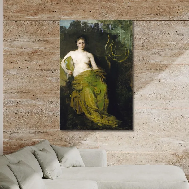 Mujer Desnuda Sentada. Figura Semivestida Abbott Handerson Thayer