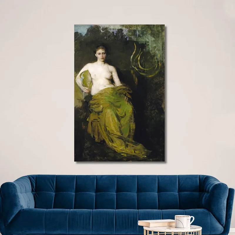 Mujer Desnuda Sentada. Figura Semivestida Abbott Handerson Thayer