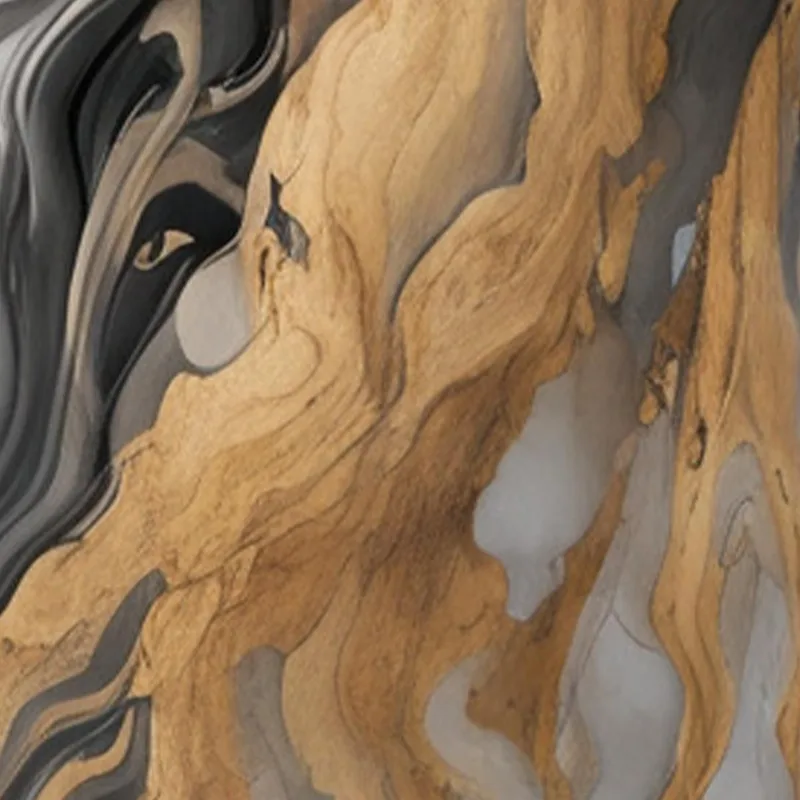 Quadro Astratto Effetto Marmo Nero Oro E Bianco