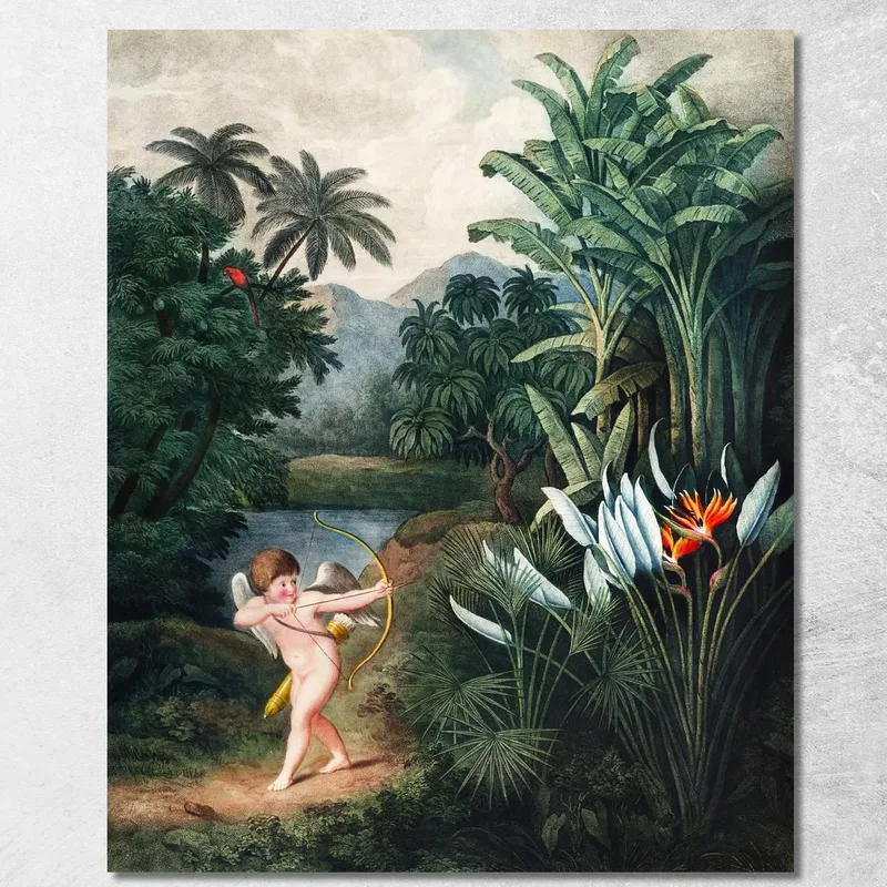 Cupido Ispira Le Piante Con Amore Dal Tempio Della Flora Robert John Thornton quadro stampa su tela