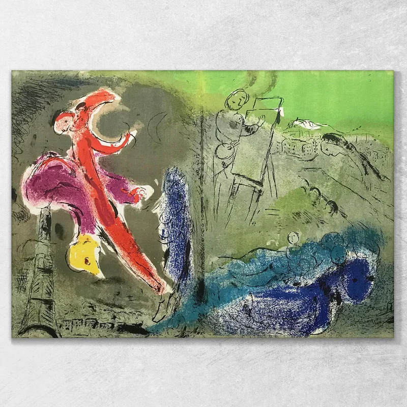 Vision De Paris. Impression Photo Tour Eiffel  Chagall Marc