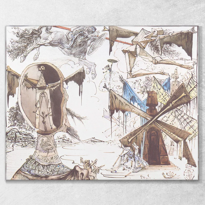 Don Quixote And The Windmills Dali Salvador