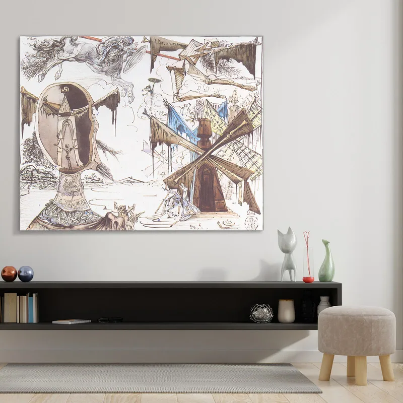 Don Quixote And The Windmills Dali Salvador