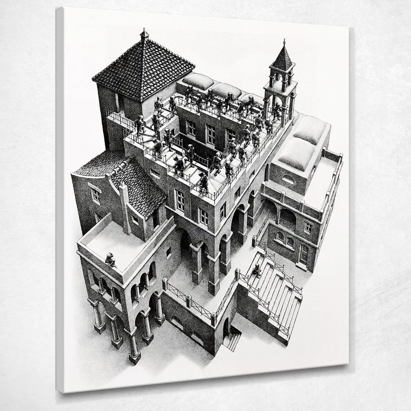 Salita E Discesa Escher Maurits Cornelis quadro stampa su tela