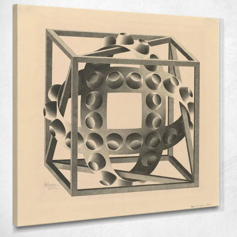 Cubo Con Nastri Magici Escher Maurits Cornelis quadro stampa su tela