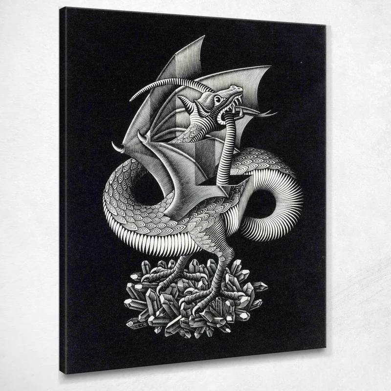 Dragon Escher Maurits Cornelis quadro stampa su tela