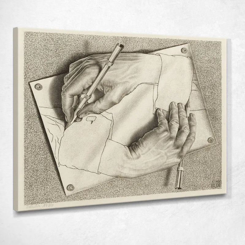 Mani Che Disegnano Escher Maurits Cornelis quadro stampa su tela