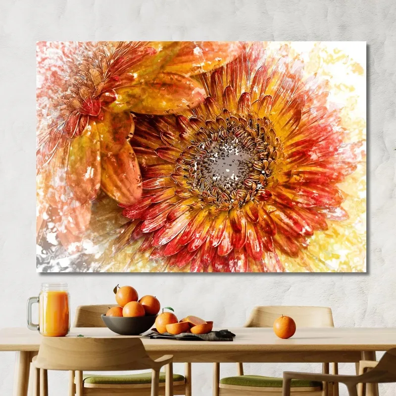 Peinture Abstraite Jaune Orange Et Rouge