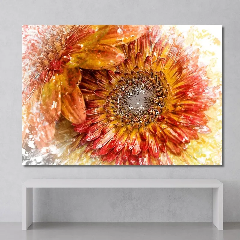 Peinture Abstraite Jaune Orange Et Rouge