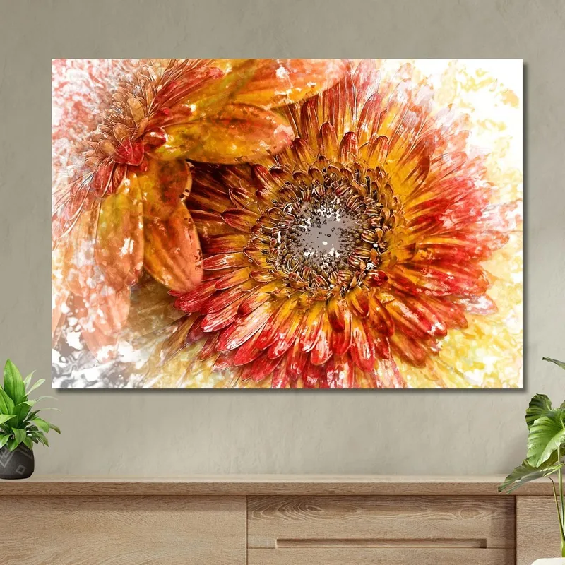 Peinture Abstraite Jaune Orange Et Rouge