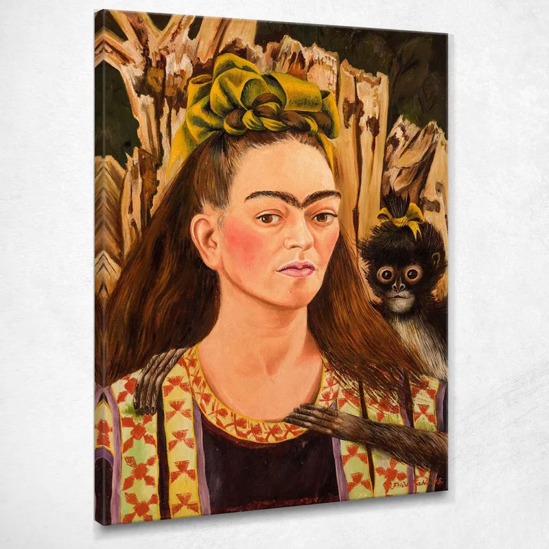 Autoritratto Con Scimmia Frida Kahlo quadro stampa su tela