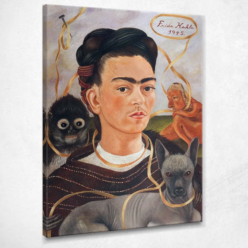 Autoritratto Con Piccola Scimmia Frida Kahlo quadro stampa su tela