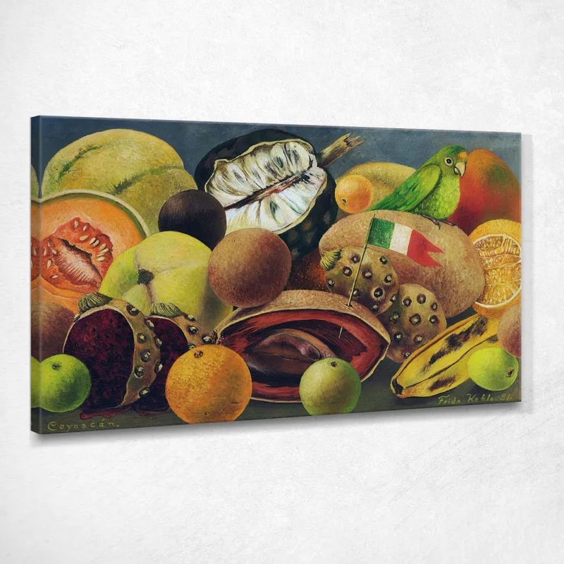Natura Morta Con Pappagallo E Bandiera Frida Kahlo quadro stampa su tela