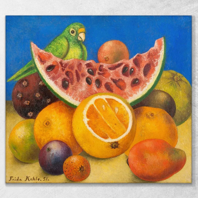 Natura Morta Con Pappagallo E Frutta Frida Kahlo
