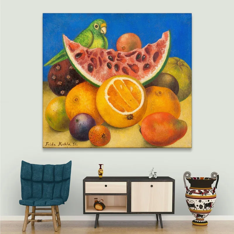Natura Morta Con Pappagallo E Frutta Frida Kahlo