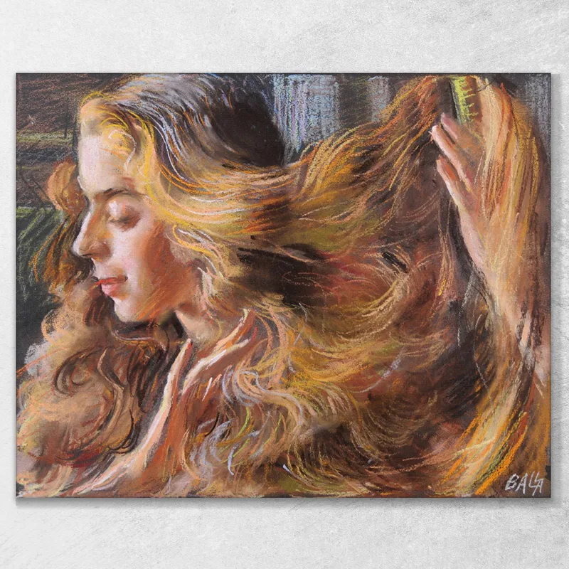 Portrait D'Elica (Jeune Fille Blonde-Vague De Cheveux-Reflets D'Or) Giacomo Balla