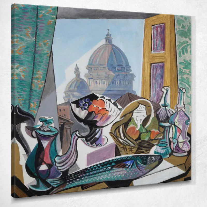 Stillleben Mit Der Kuppel Von S. Pietro Gino Severini drucken auf leinwand