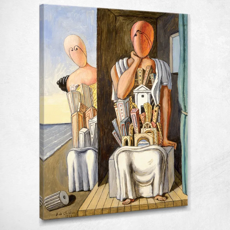 Dialogo Misterioso Giorgio De Chirico quadro stampa su tela