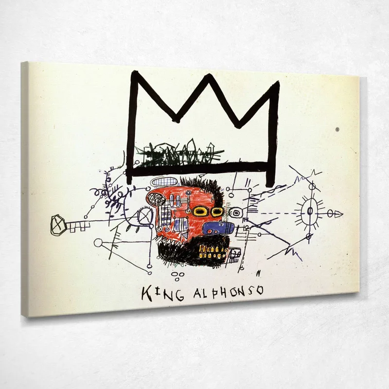 Re Alfonso Jean-Michel Basquiat quadro stampa su tela
