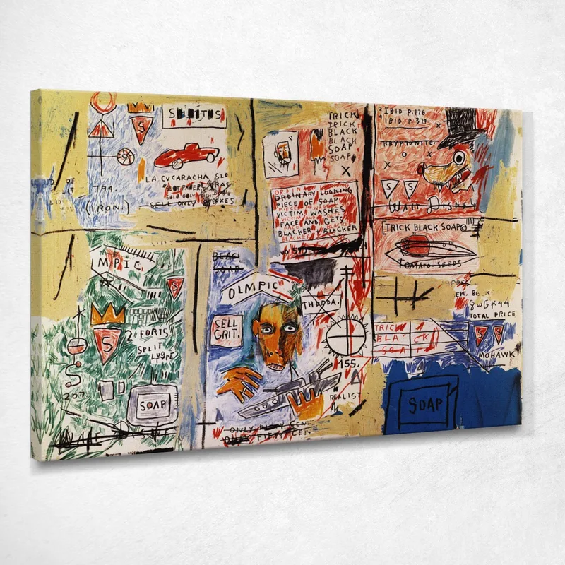Olimpico, 1983 Jean-Michel Basquiat quadro stampa su tela