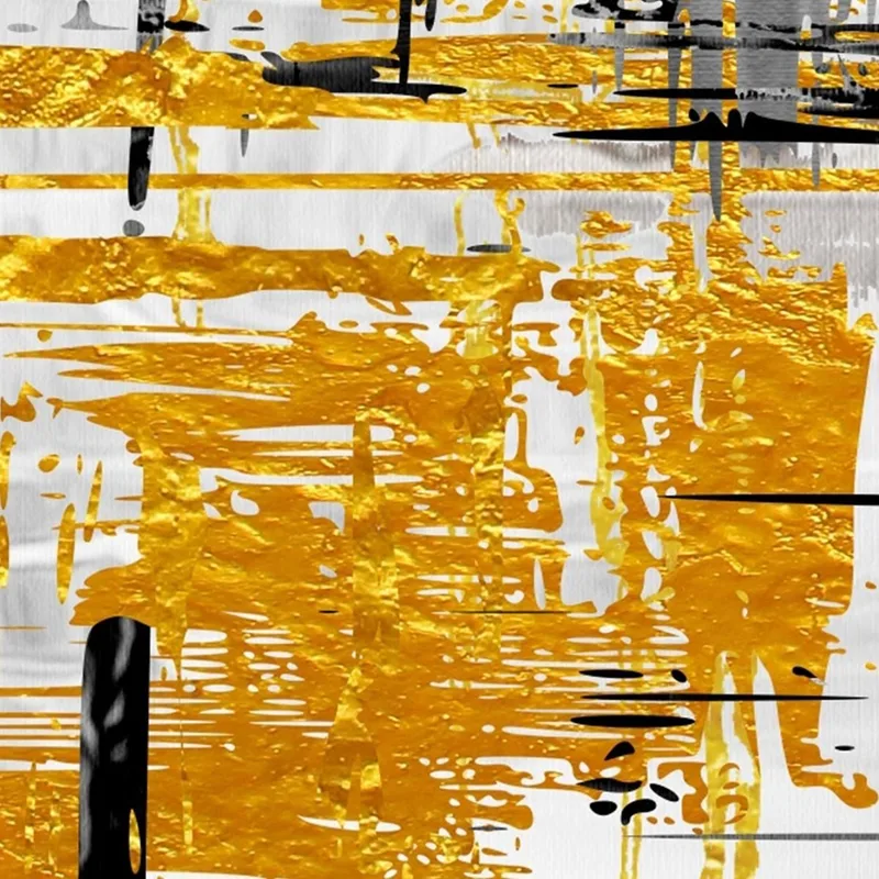 Modern Abstract Painting Gold Silver Black