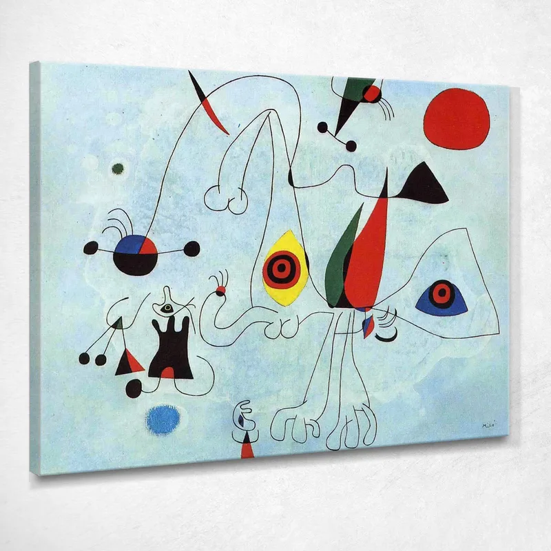 Frauen Und Vögel Im Morgengrauen Joan Mirò drucken auf leinwand