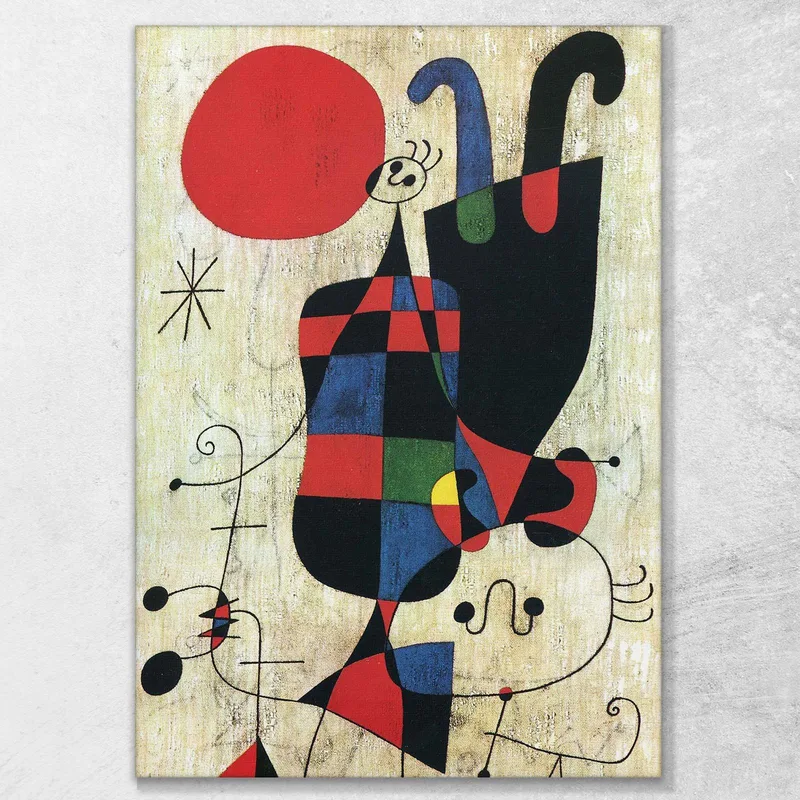 Figuras Y Perro Frente Al Sol Joan Mirò