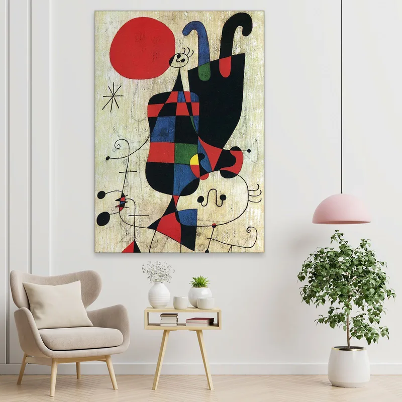 Figuras Y Perro Frente Al Sol Joan Mirò