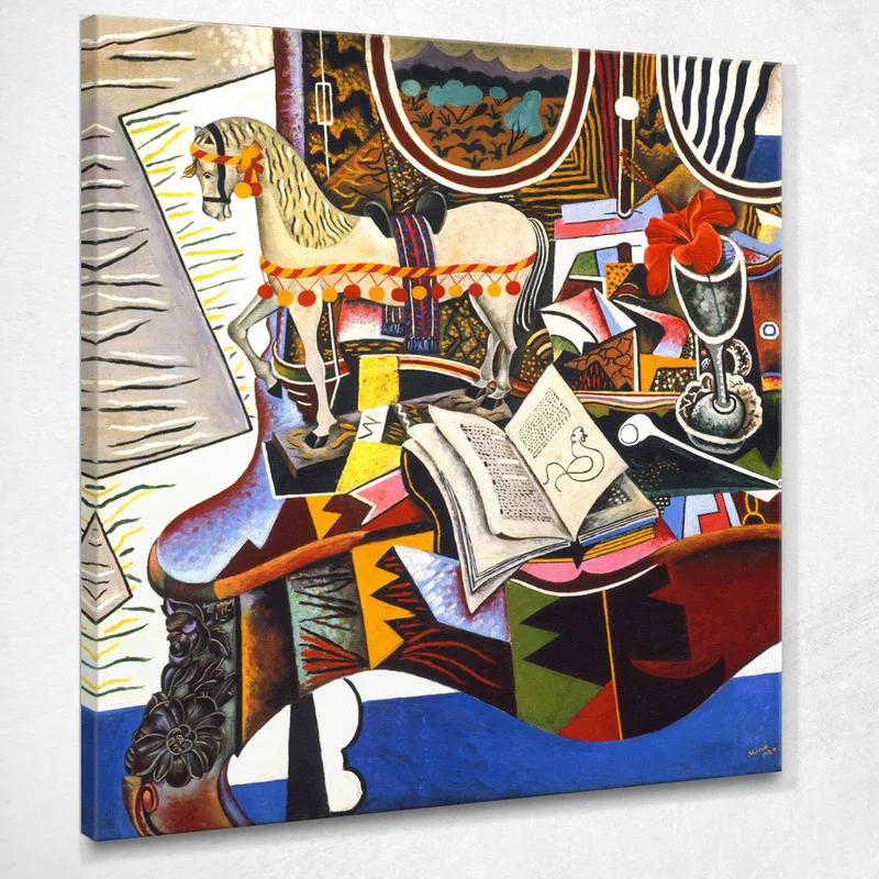 Pferd, Pfeife Und Rote Blume Joan Mirò drucken auf leinwand