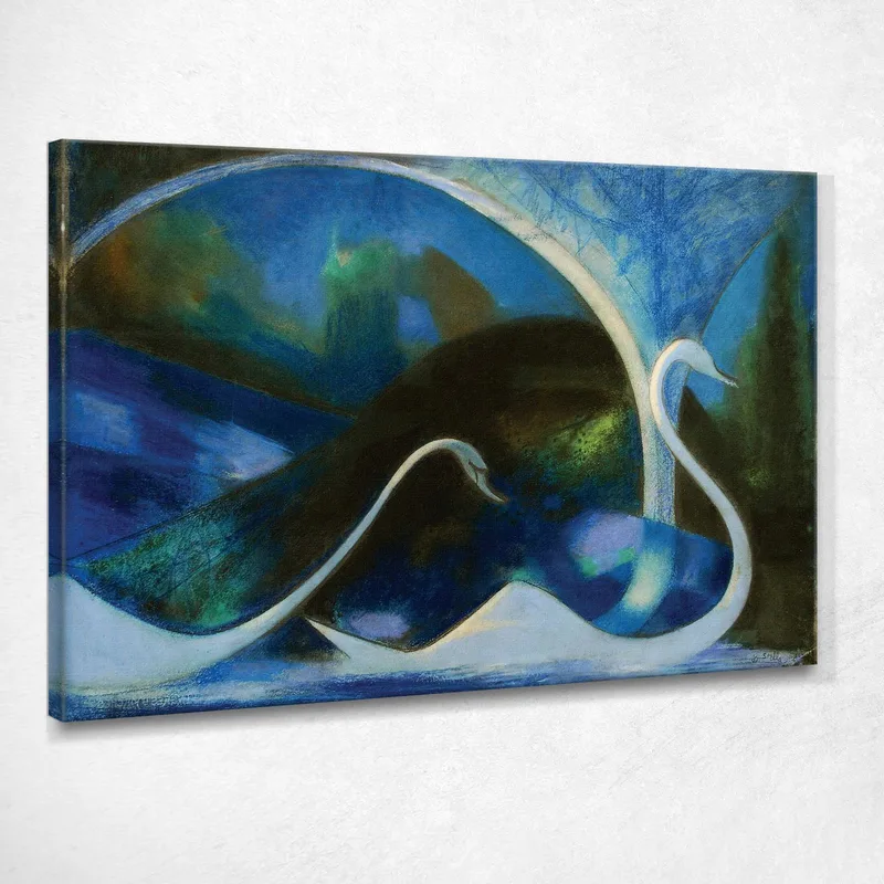 Schwäne (Nacht) Joseph Stella drucken auf leinwand