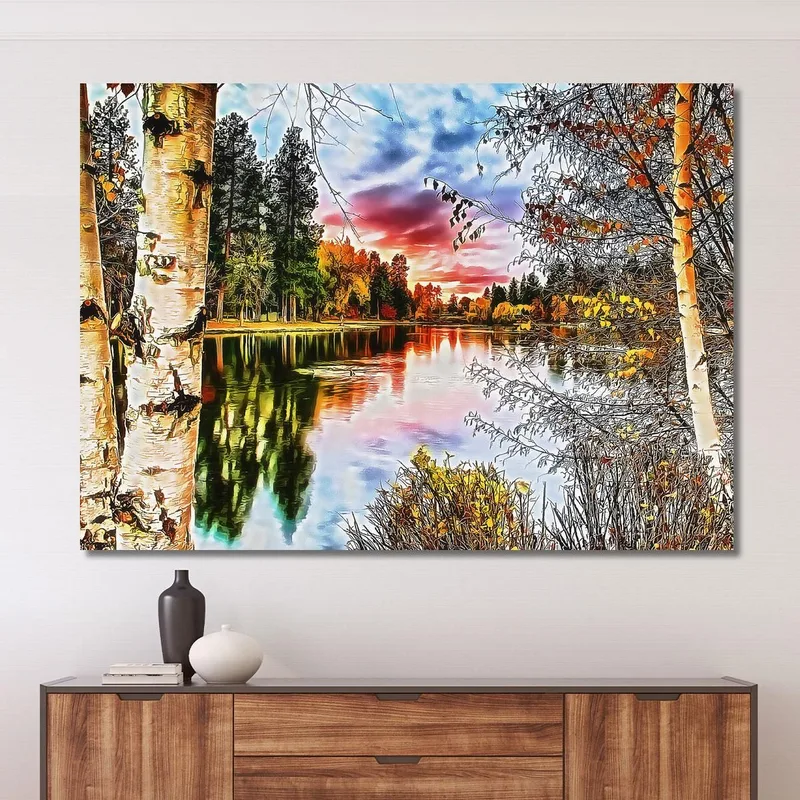 Peinture Abstraite De La Nature Sur Le Lac