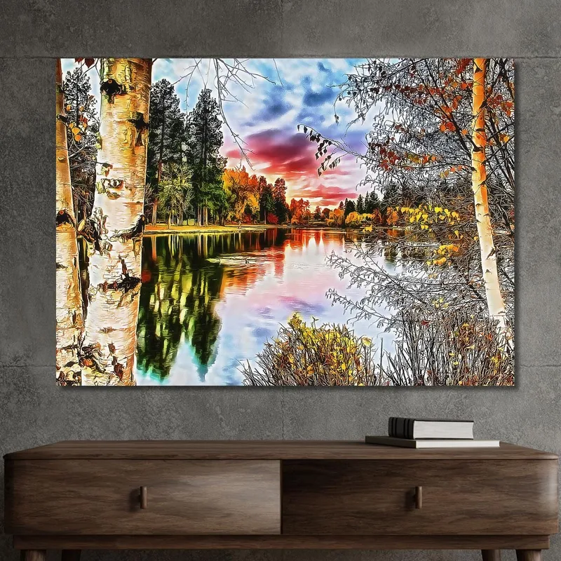 Peinture Abstraite De La Nature Sur Le Lac