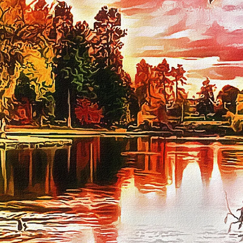 Peinture Abstraite De La Nature Sur Le Lac