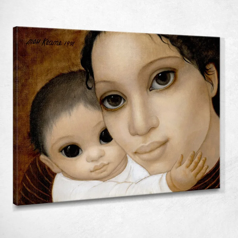 Madre E Hijo Beige Margaret Keane cuadro en lienzo