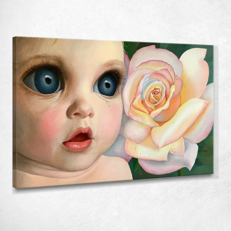 Gouache Margaret Keane cuadro en lienzo