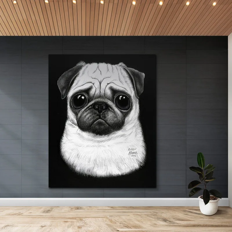 Pug Blanco Y Negro Margaret Keane