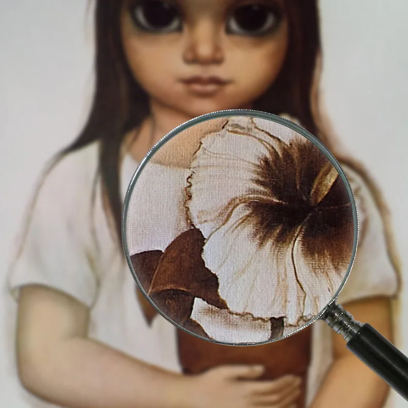 Keane Full Bambina Con Vaso Fiore Bianco Margaret Keane