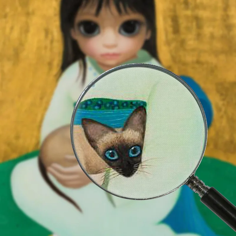 Chica En Kimono Con Gato  Margaret Keane