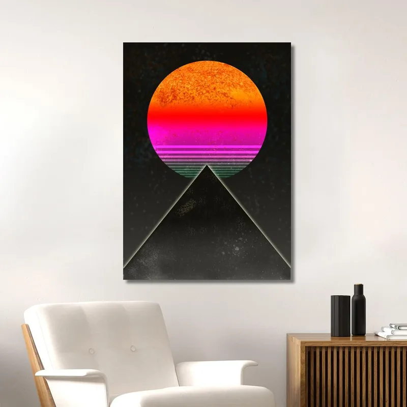 Pintura Abstracta Sol Geométrico