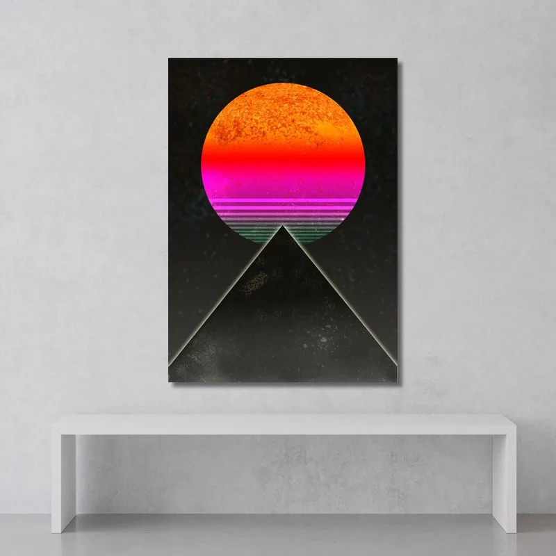 Pintura Abstracta Sol Geométrico